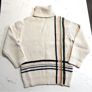 Tory Sport 100% Wool Stripe Turtle Neck Sweater Size Medium